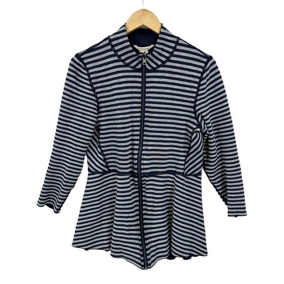 Soft Surroundings Jackets & Blazers - SOFT SURROUNDINGS Jacket Striped Reversible Full Zip Blue Gray 2BW08